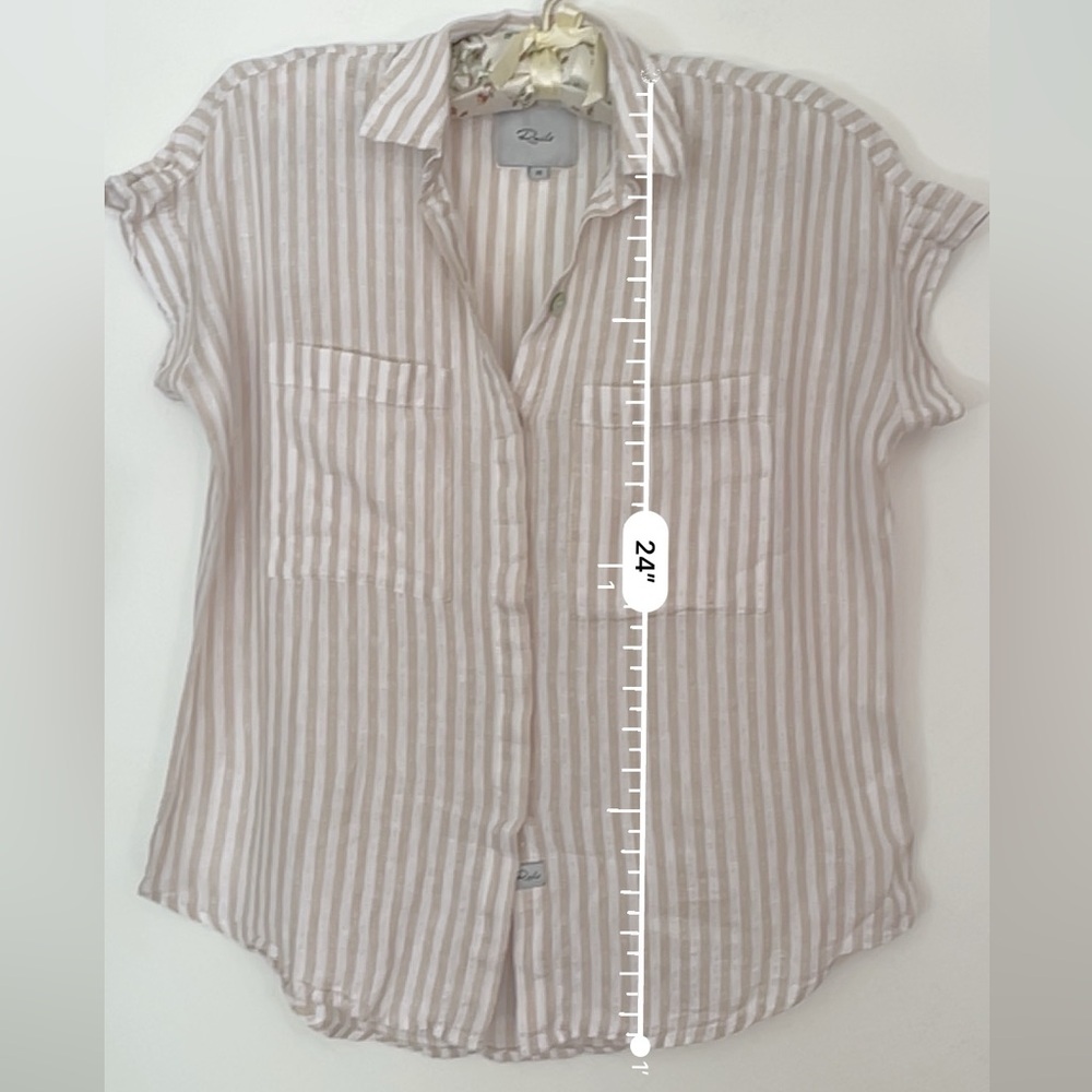 Rails Cito Shirt Shore Stripe linen blend top button down - Picture 9 of 11